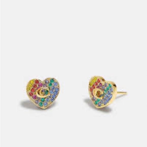 Coach Multi Gemstone Heart Stud Earrings - Picture 2 of 3